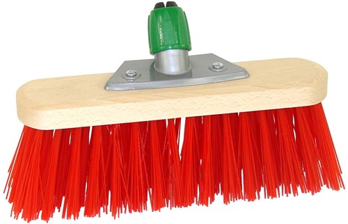 Straatbezem Rood 30cm met steelhouder