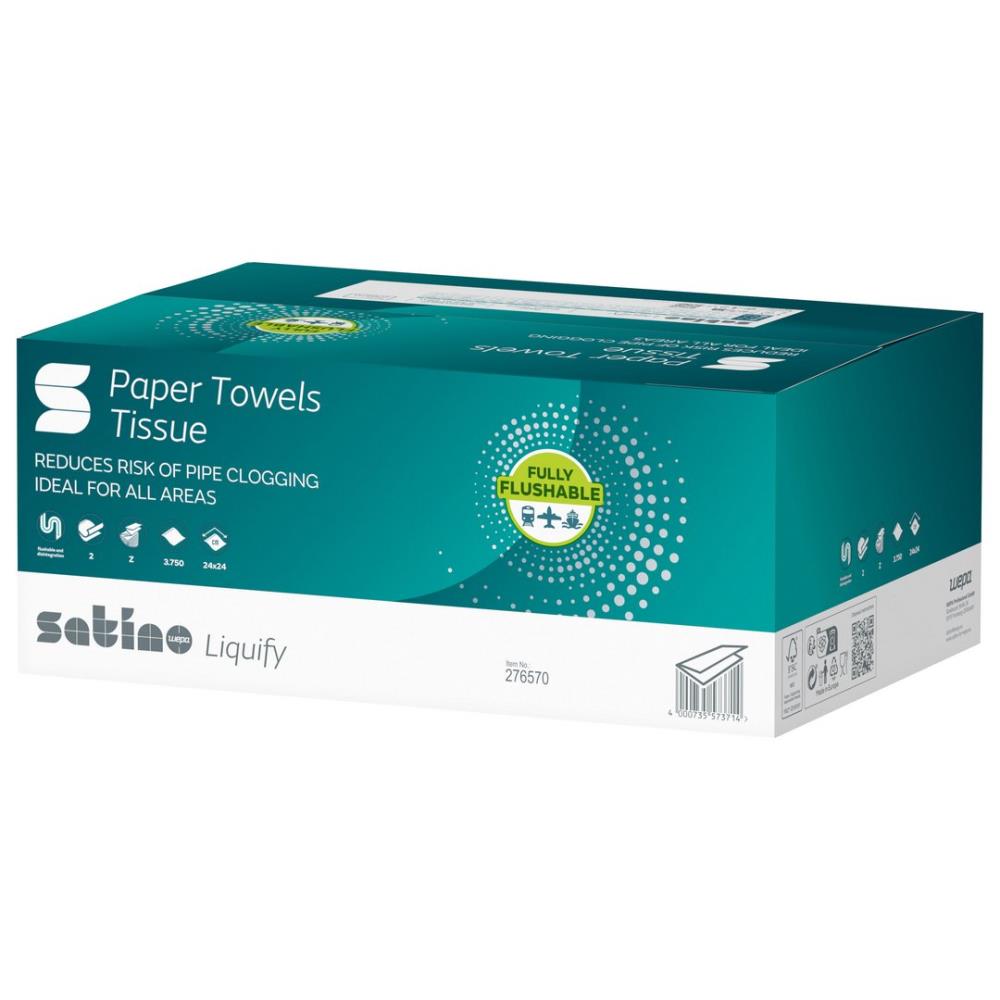 Satino Liquify Z-vouw flushable handdoekpapier formaat tissue 25x150 vel