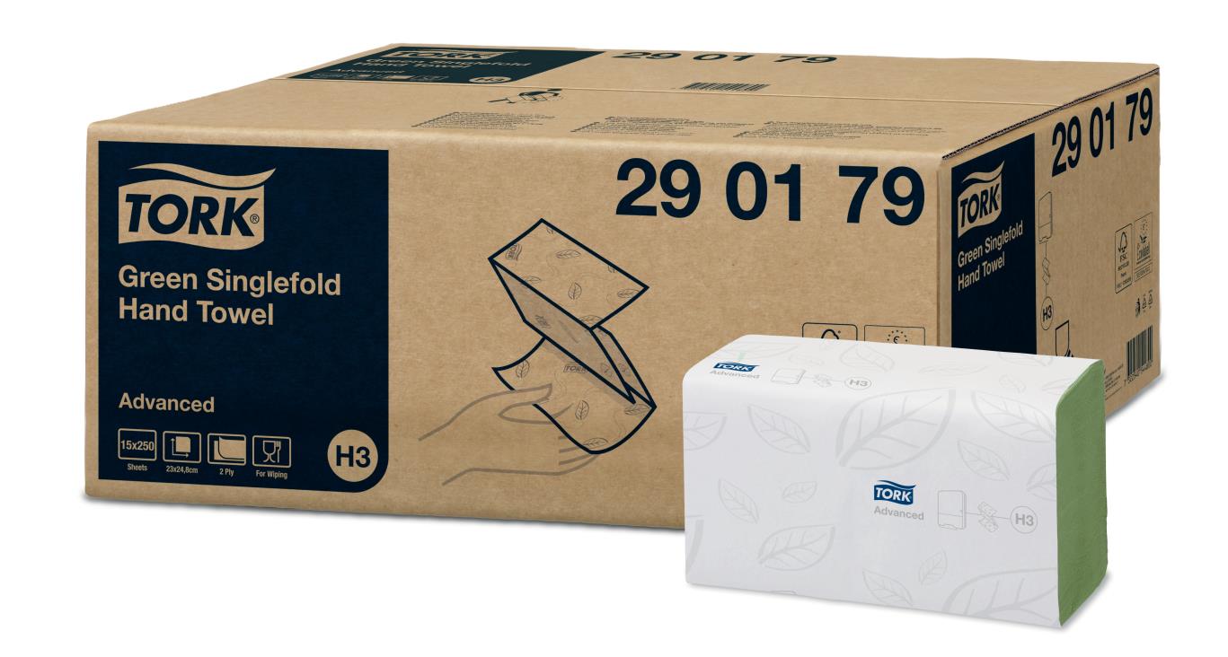 Tork Singlefold handdoekpapier groen 1-lgs 15x250V (H3)