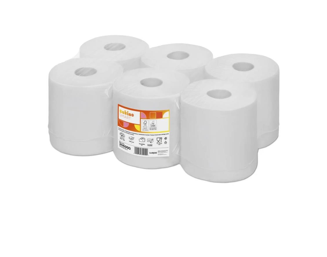 Satino Comfort Midi poetsrollen blanco 1-lgs 6x300Mtr.