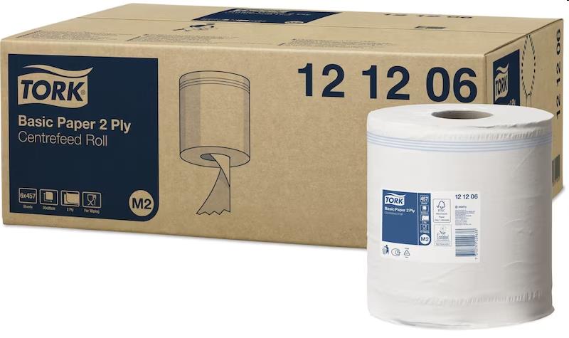 Tork Basic Centerfeed Midi-poetsrol 6x160mtr. Wit 2-lgs (M2)
