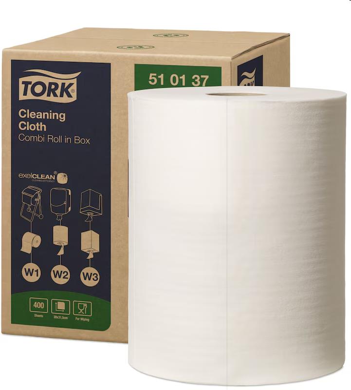 Tork Reinigingsdoek Premium 510 wit 400 vellen (W1/2/3)