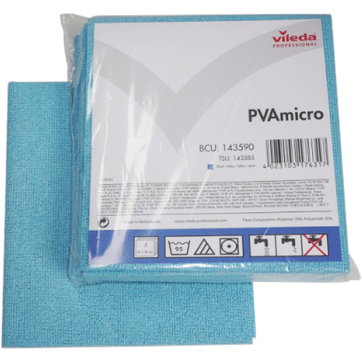 Vileda PVA micro microvezeldoeken 38x35 cm 5 stuks blauw
