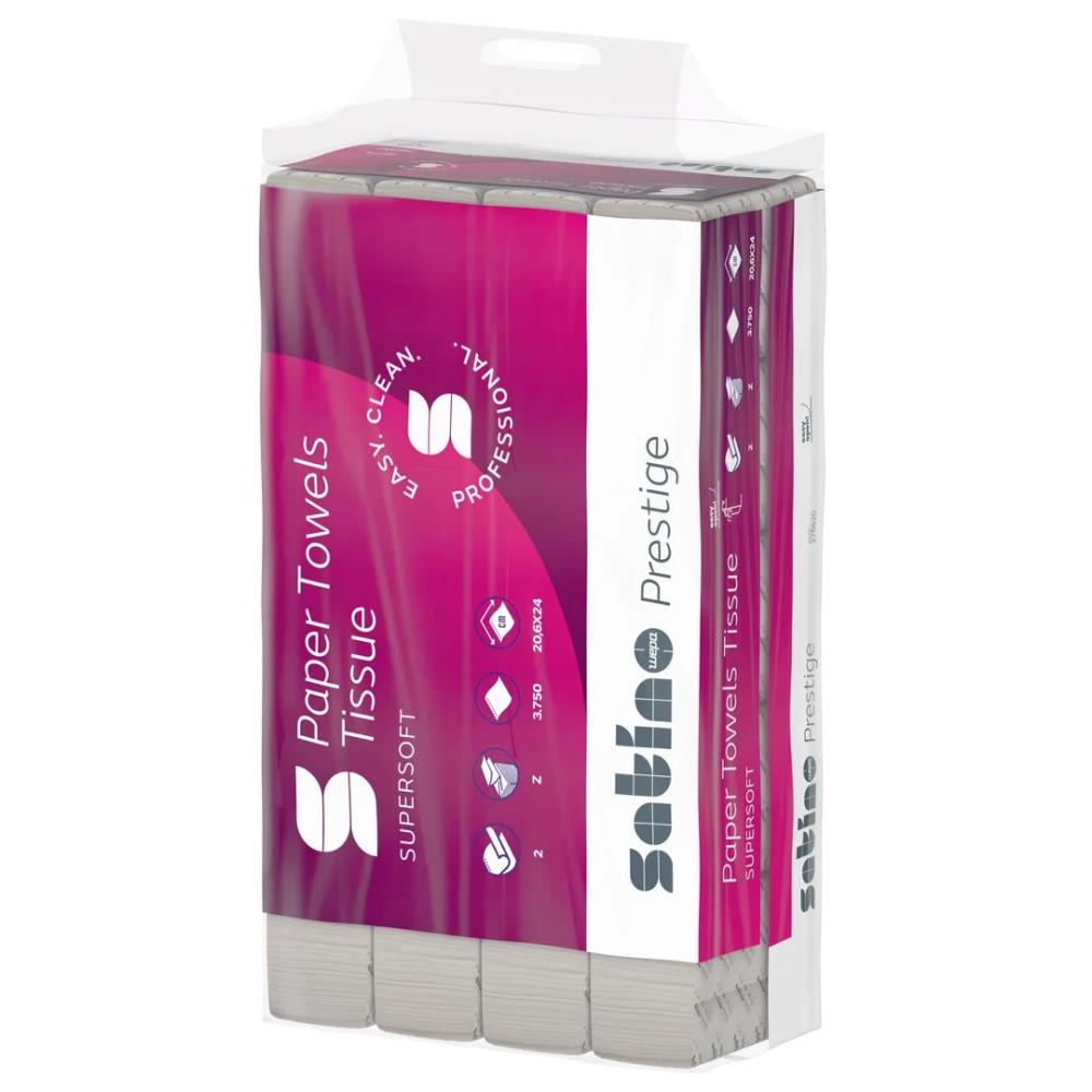 Satino Prestige cellulose handdoekjes Interfold ZZ-vouw 2-lgs 20.6x24 (3750 st).