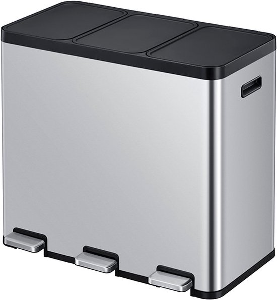 Essential 1 Recycler pedaalemmer 20+20+20 liter, EKO - mat rvs