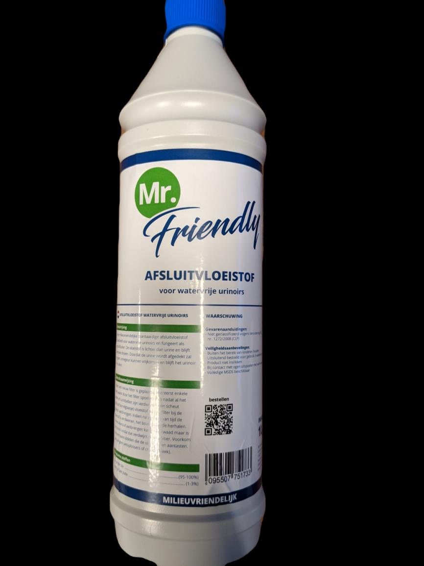 Mr. Friendly Liquid voor keramisch waterloos Mr.Friendly urinoir (1L)