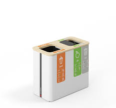BinBin Globular - Afvalbak - 40x2 - White Bamboo- 40L
